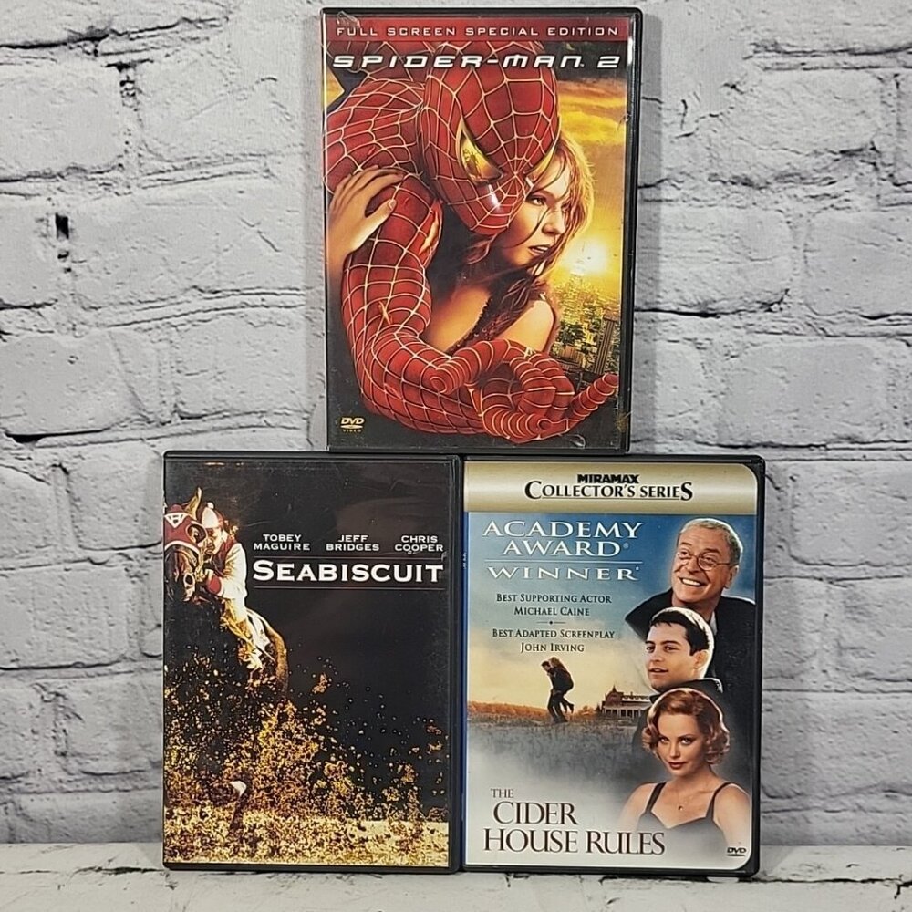 Toby‎ Mcguire Movies DVD Lot Spider-Man 2 Seabiscuit Cider House Rules